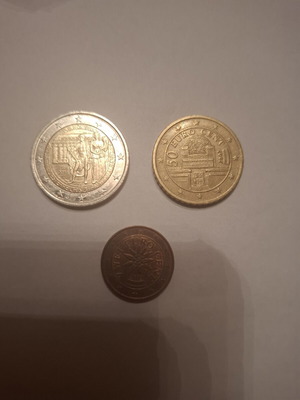 Αναμνηστικά κέρματα ευρώ Αυστρίας σαν καινούργιο, 2 ευρώ 2016, 50 λεπτά, 2 λεπτά