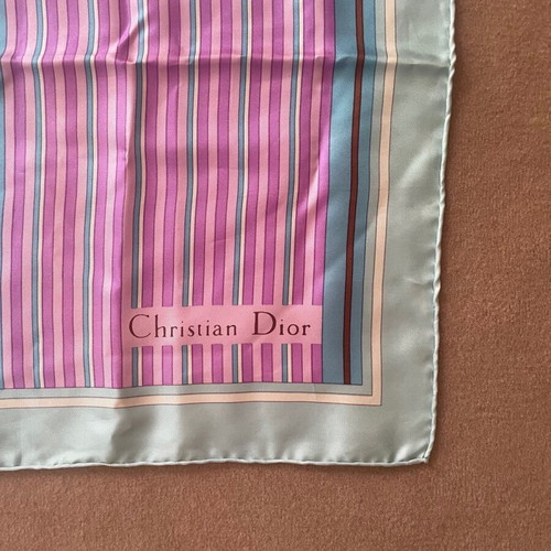 Christian Dior scarf used, vintage silk, purple and turquoise
