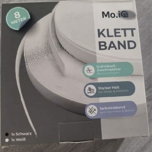 Velcro tape new, 8 m length, 20 mm width, black
