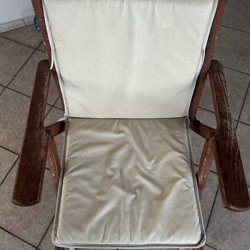 Outdoor wooden dining set used with 6 chairs and cushions
