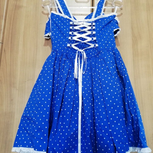 Hell Bunny Blue Royal Polka Dot Mini Dress like new, size Small