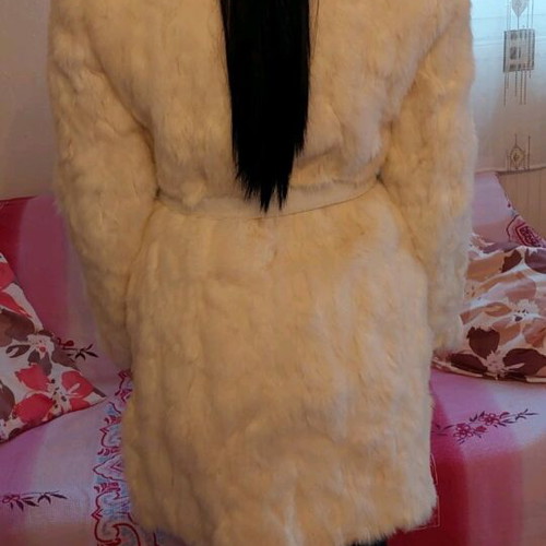 Anel coat made of genuine leather and fur, like new, size S