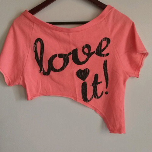 Women's asymmetrical top with phosphorescent print, size S