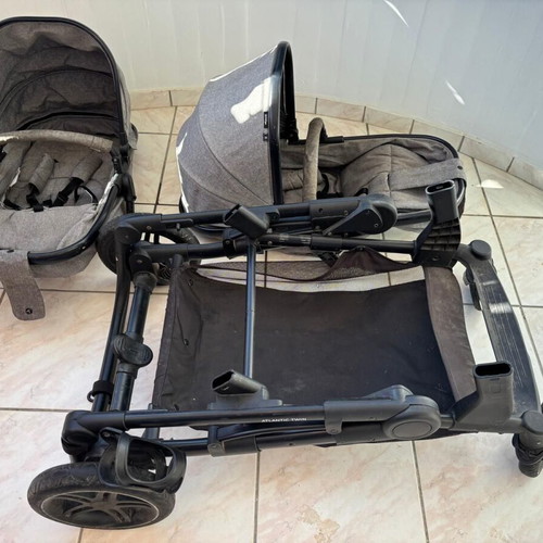 Hauk Atlantic Twin Melange Grey stroller like new for twins