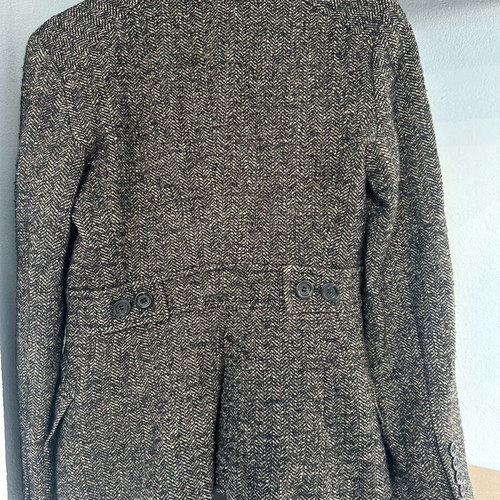 Zara wool blazer used, brown herringbone pattern