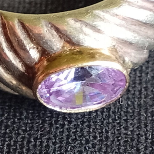 Silver ring 950 with gold setting and amethyst, used
