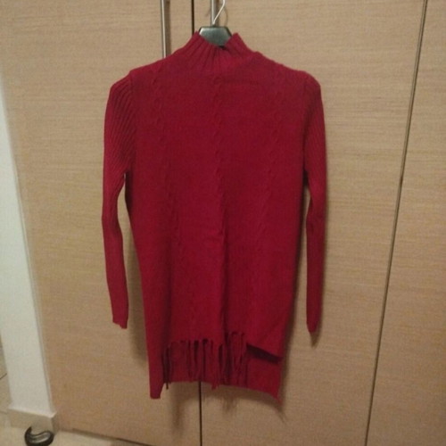 E&D Long Asymmetric Sweater like new, burgundy, size XL/XXL