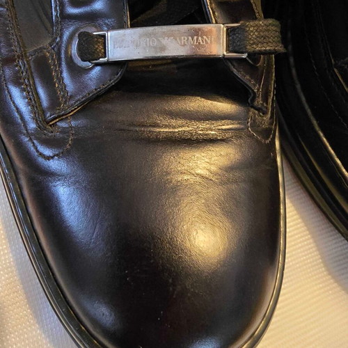 Emporio Armani Combat Boots like new, black leather, vintage style