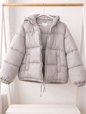 Puffer μπουφάν H&M oversized XL μπεζ-γκρι, σαν καινούργιο, αφόρετο