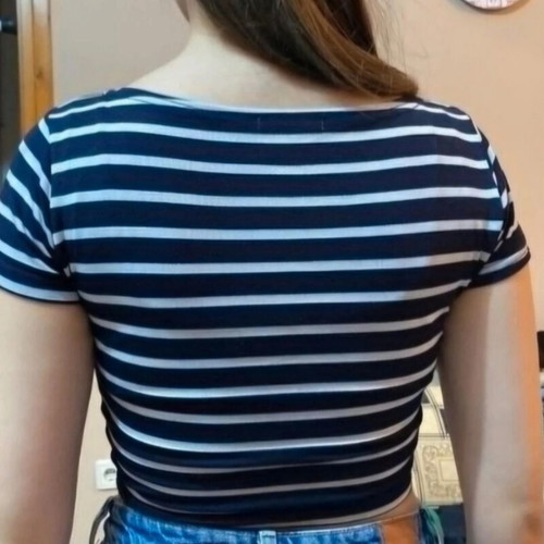 Striped crop top small, dark blue and white, like new