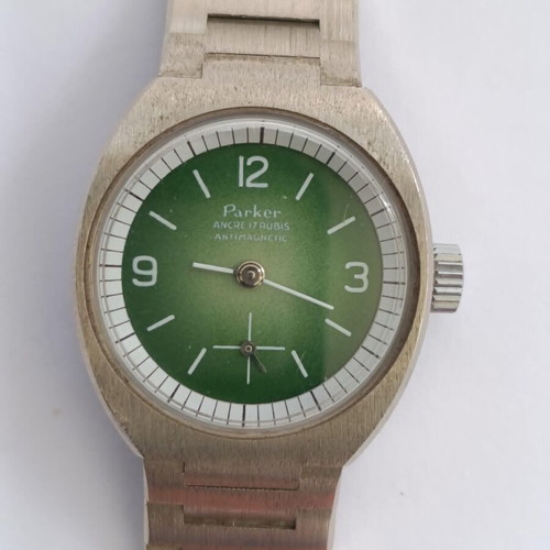 Vintage Parker Ladies Mechanical Watch 17 Jewels Manual Wind Green Dial new old stock