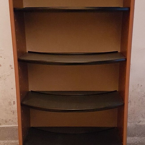 Wooden CD/DVD cabinet used, 82x40x15-22cm brown-black