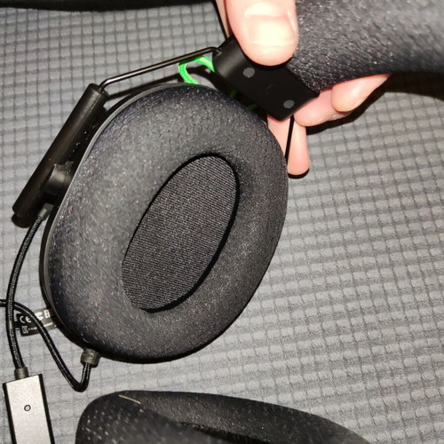 Razer Blackshark V2 headphones used with USB sound card