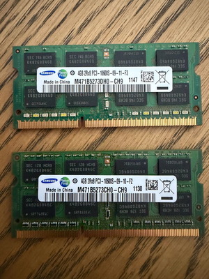 Samsung 4GB sodimm laptop memory 2 used modules, 2Rx8 PC3
