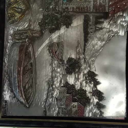 Decorative mirror with embossed image used 60x72 cm