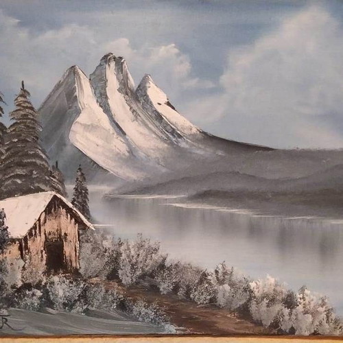 Oil painting on canvas winter landscape 45x60 cm like new