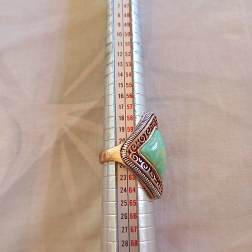 Barse ring sterling silver and brass with genuine turquoise, like new