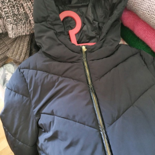 Sisley black jacket size 40 with hood and double zipper like new