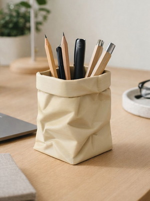Pencil holder new in paper bag style, PLA plastic