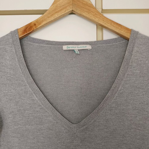Bershka knitted long-sleeve gray blouse like new, size M