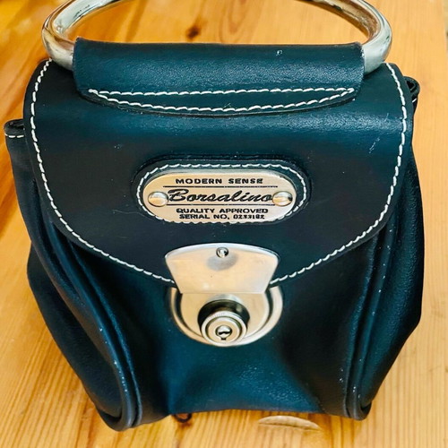 Borsalino leather handbag used, vintage style, black