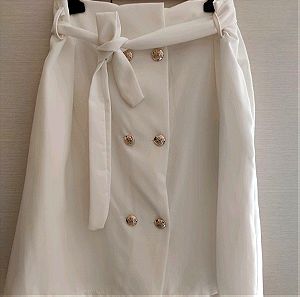 Φούστα Λευκή Σταυρωτή με ζώνη XL