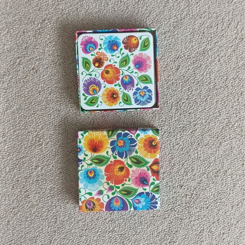 Coasters floral set of 6 in box from Poland like new