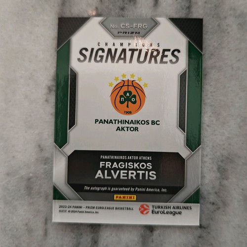 Alvertis Diamantidis Champions Signatures Silver prizm 2023 card new