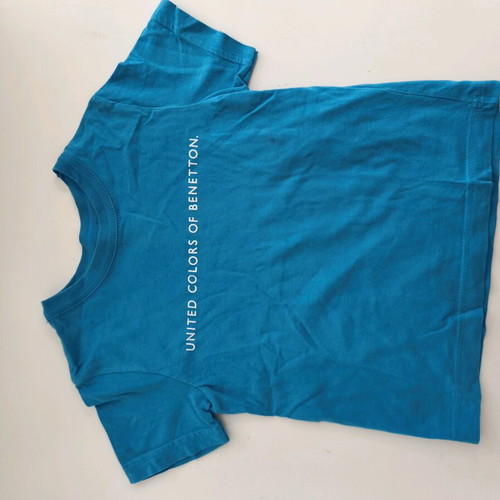Σετ United Colors of Benetton βαμβακερό t-shirt και σορτς σαν καινούργιο, μπλε και τιρκουάζ