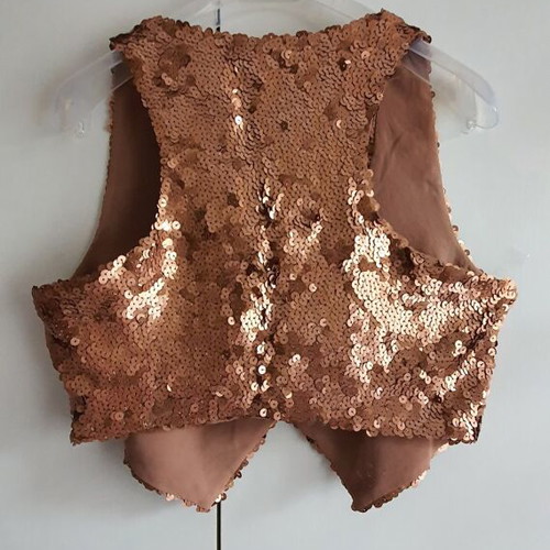 Sequin vest new, brown gold color, size S-M
