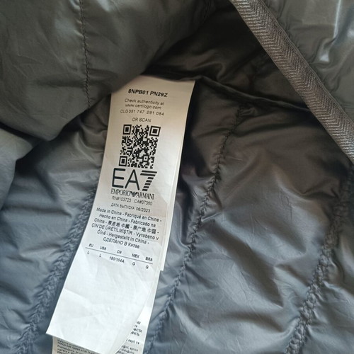 EA7 Emporio Armani puffer jacket, grey, size L