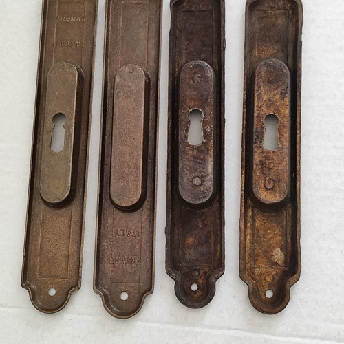 Vintage brass sliding door pocket handles used, set