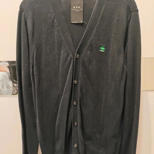 G-Star Raw button cardigan, large, wool, dark blue to black