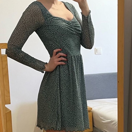 H&M Dress new S 36 mini long-sleeve floral green