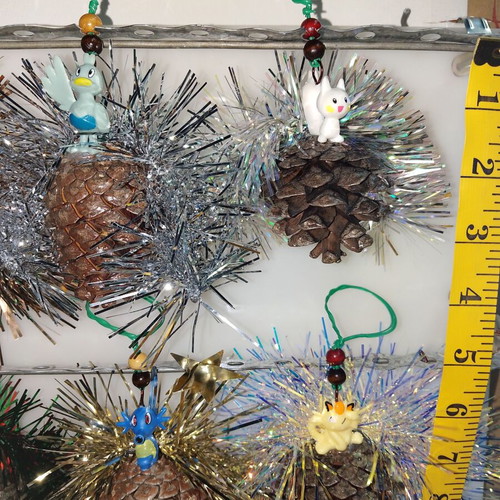 Christmas pinecone ornaments new, set of 12 with unique decorations