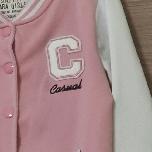 ZARA GIRLS college sweatshirt jacket for girls used, white and pink two-tone