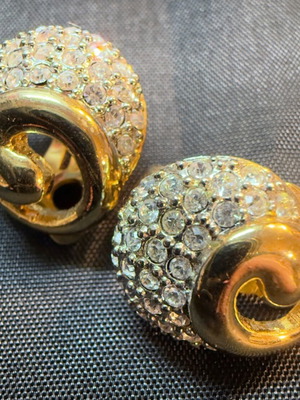 Vintage earrings with gold tone finish and pave crystals like new