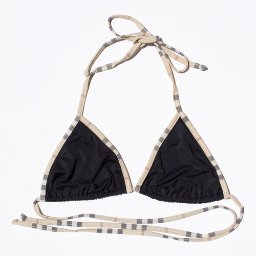 Burberry London Check Trim Triangle Bikini Top medium like new, black