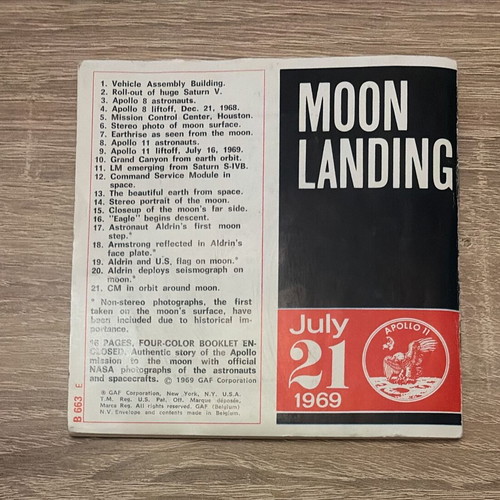 View-Master 3D Moon Landing 1969 set like new, NASA Apollo