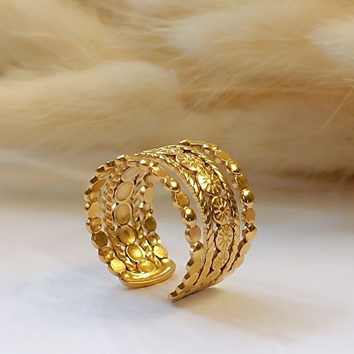 Steel adjustable ring Anatoli new, gold-colored