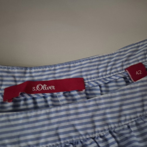 Cotton blouse with lace S.Oliver like new, white and blue