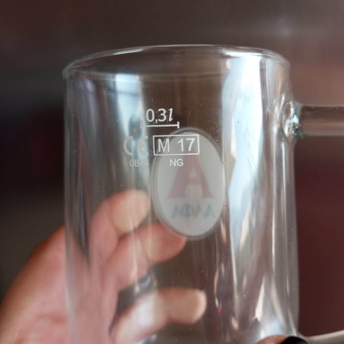 Glass beer mugs like new, pack of 5, 0.3 liters with handle