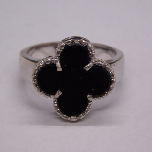 Silver ring 925 Black Clover new, size 58 with black stone