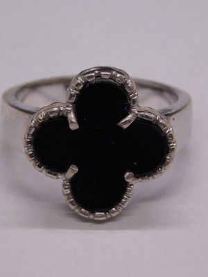 Silver ring 925 Black Clover new, size 58 with black stone