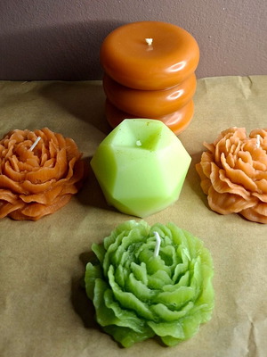 Set of 5 Handmade Decorative Candles Terracotta and Lime New