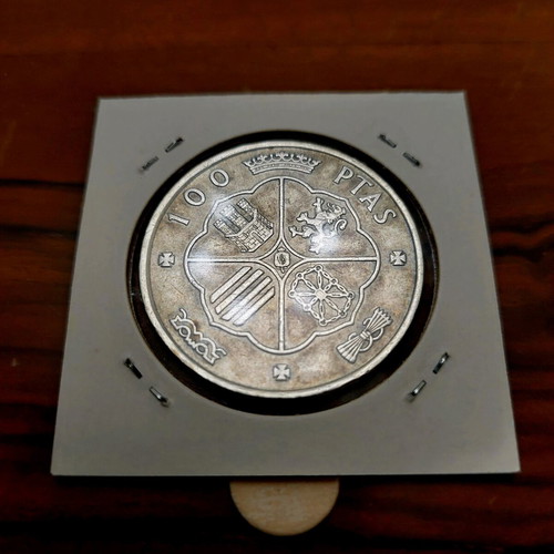 100 Pesetas 1966 coin used, Spain, silver