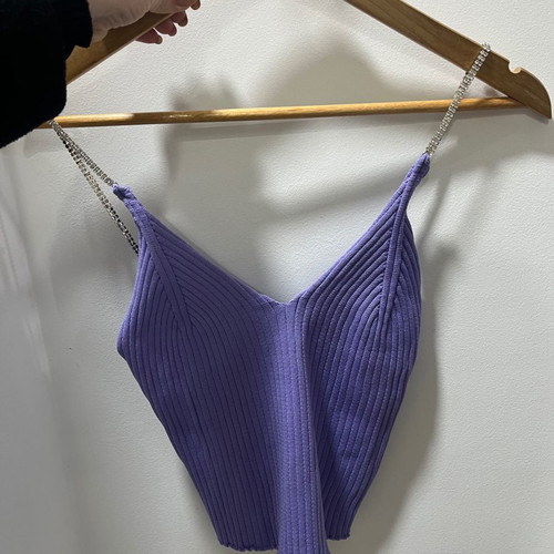 Rib tops new with strass straps, size M
