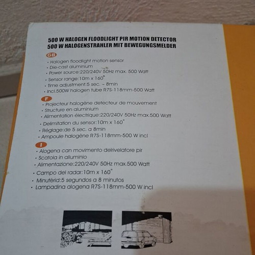 Προβολέας αλογόνου 500W καινούργιος με αισθητήρα κίνησης για εξωτερικούς χώρους