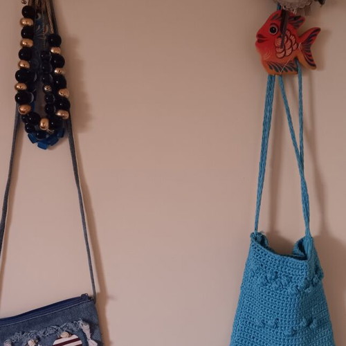 Handmade denim shoulder bag like new with USA emblem