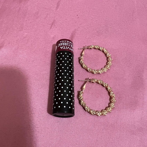 Gold Hoop Earrings like new with textured finish
